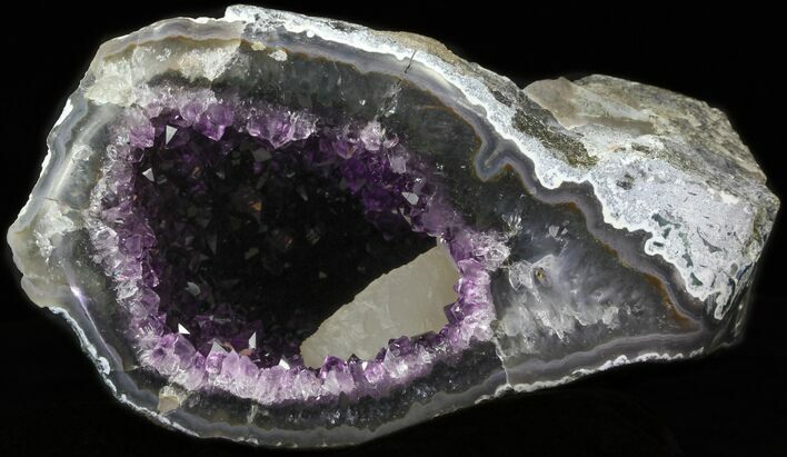 Purple Amethyst Geode With Calcite Crystals #30929